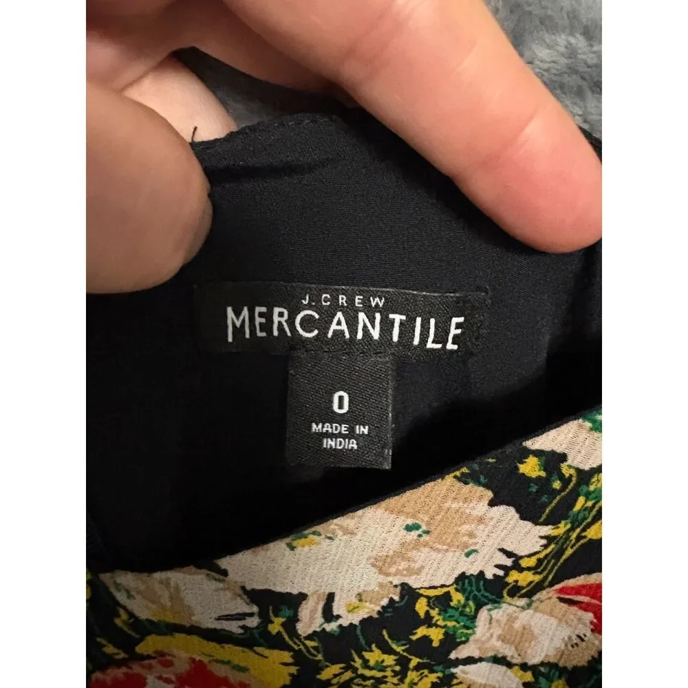J.Crew Mercantile Black Floral Tiered Midi Slip Dress Boho Cottagecore S